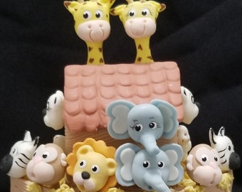 Noah's Ark Cake Decoration, Noah's Ark Baby Shower, Ark Cake Topper, Ark with Animals Topper, Noah's Ark Favors, Noah's Ark First Birthday