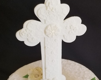 Cross Cake Topper, Baptism Cake Topper, White Cross for Cake, Communion Cake Top, Baptism Cake, Christening Cake Topper Communion Decoration