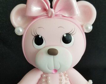 Bears Cake Topper, Baby Shower Bear, Baby Girl Bear, Cake Topper, Teddy Bear Baby Shower, Pink Bear Topper, Bear for Cake, Girly Bear Topper