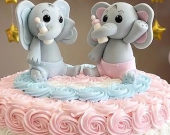 Baby Elephant Cake Topper, Baby Shower Elephant Cake Topper, Baby Elephant Cake, Elephant Baby Shower, Pink Elephant, Baby Animal Topper
