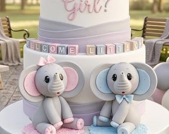 Elephant Cake Topper, Elephant Baby Shower, Blue Elephant Topper, Elephant Decoration, Elephant Baby Shower, Elephant Decor, Pink Elephant