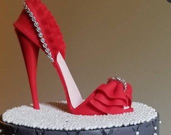 High Heel Topper, 50th Birthday Cake Topper, 50th Cake Topper, Birthday Cake Topper, Diva Birthday Decor, Shoe Cake Topper, Diva Cake Topper