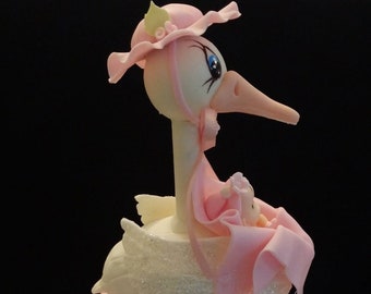 Pink Stork, Baby Shower Cake Topper, Blue Stork Topper, Stork Cake Topper, Stork Decoration, Blue Stork For Cakes, Baby Prince Shower Cake