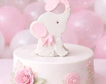 Elephant Cake Topper, Gray Pink Elephant, Elephant Baby Shower, Mommy Baby Elephant, Elephant Boy, Elephant Baby Girl, Elephant Decorations