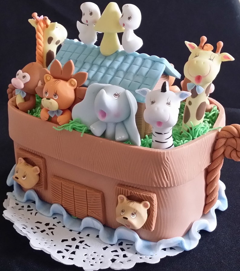 Baby Shower Cake Topper Ark With Animals Decoration Animals Ark Decorations First Birthday Ark Animals Center Piece Boy S Cake Toppers