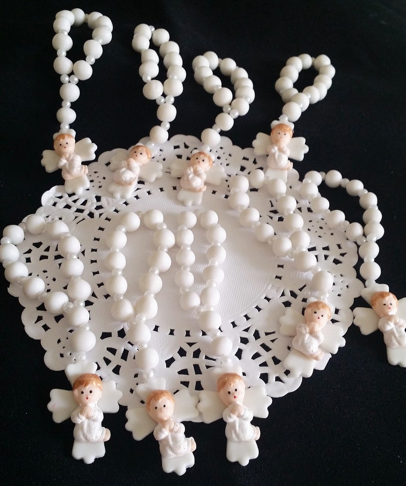 Rosary Favors Baptism Favor White Flower Rosary Favors Etsy