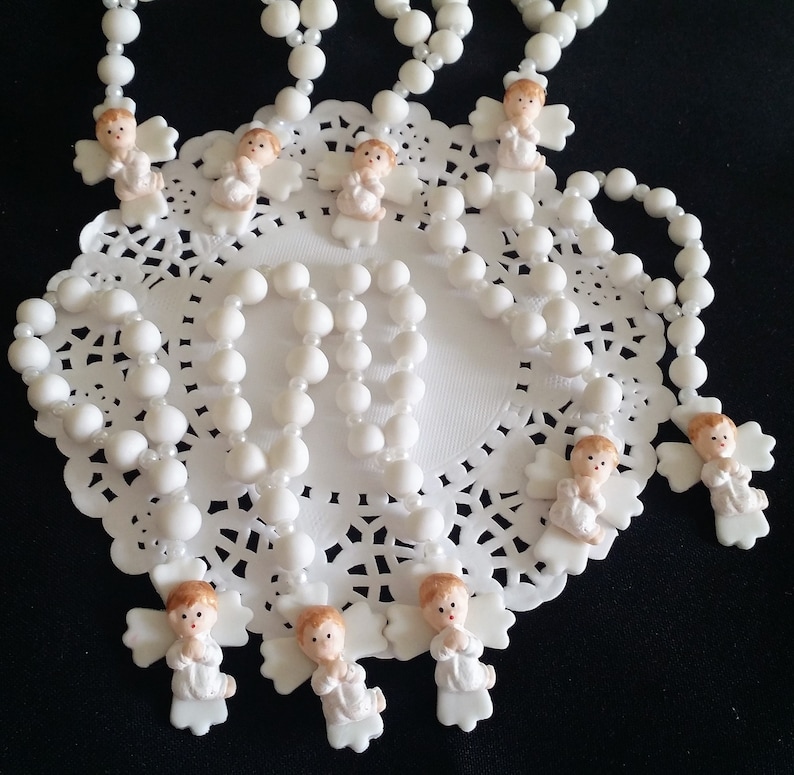 Rosary Favors Baptism Favor White Flower Rosary Favors Etsy