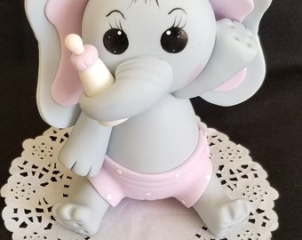 Baby Elephant Cake Topper, Baby Shower Elephant Cake Topper, Cute Baby Elephant, Elephant Baby Shower, Pink Elephant, Girl Baby Elephant