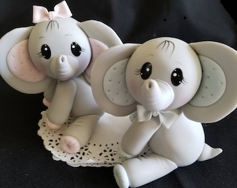Elephant Cake Topper, Gray Elephant, Baby Elephant, Pink Gray Elephant, Safari Animals, Elephant Decorations, Elephant Cake Topper, Animals