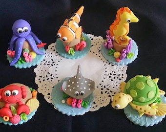 Under The Sea Party Decorations Girls Under the Sea Baby Shower Sea Creatures Favor Under The Sea Boy Theme Party Sea Creatures Cake Topper