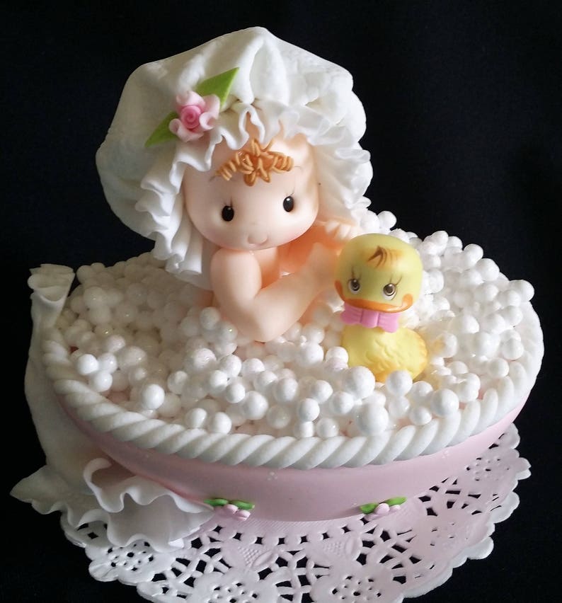 Baby Duck Cake Topper Baby And Duck Cake Topper Baby Shower Cake Decorations Baby On Bath Tub Rubber Duck Baby Shower Boys Baby Shower