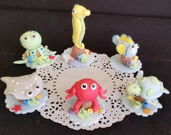 Under The Sea Party Decorations Girls Under the Sea Baby Shower Sea Creatures Favor Under The Sea Boy Theme Party Sea Creatures Cake Topper