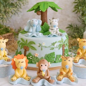 Jungle Cake Toppers, Safari Baby Shower, Baby Shower Cake Topper, Safari Decoration, Jungle Party, Baby Animals Cake Toppers, Jungle safari image 1