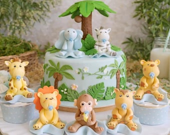 Jungle Cake Toppers, Safari Baby Shower, Baby Shower Cake Topper, Safari Decoration, Jungle Party, Baby Animals Cake Toppers, Jungle safari