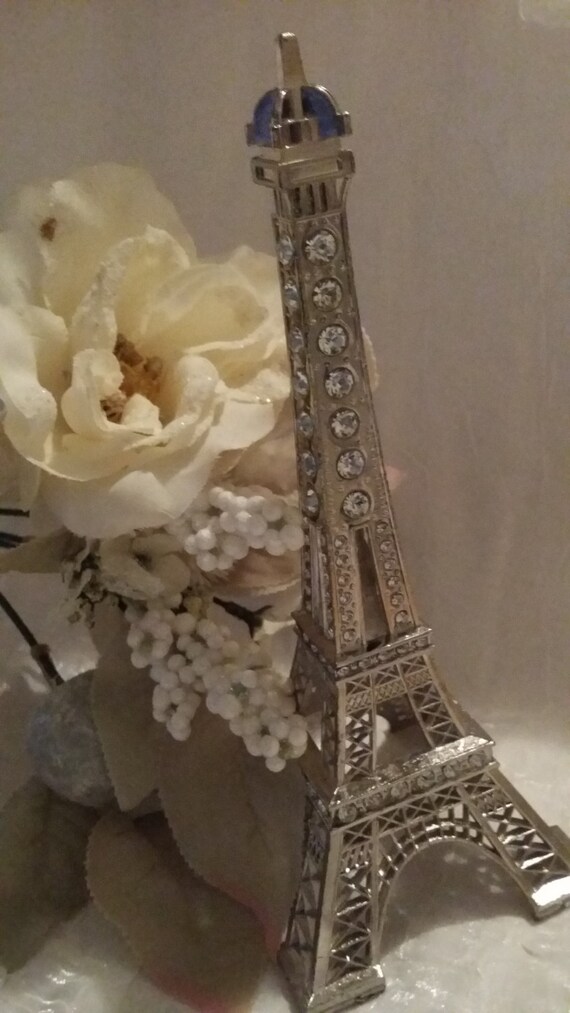 Wedding Decoration Eiffel Rhinestone Cake Topper Silver Etsy