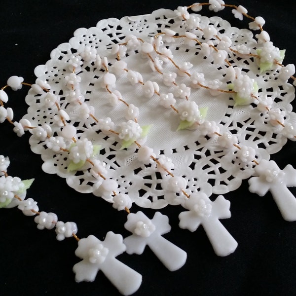 24 First Communion Rosary Favor, Mini Rosary Baptism Favor, Baptism Favor, Mini Rosary, White Rosaries, First Communion Mini Rosaries Favor