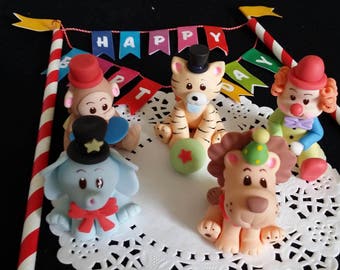 Circus Cake Topper, Circus Birthday Party, Carnival Cake Topper, Clown Cake Topper, Carnival Cake Decor, Circus Animal, Carnival Baby Shower