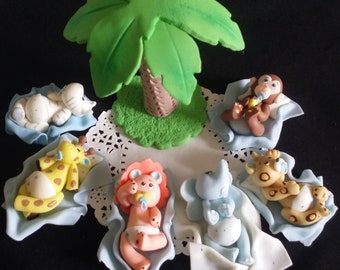 Safari Birthday Decorations, Jungle Safari Cake Topper, Lion Baby Shower, Jungle Animals Cake Topper, Blue Elephant Birthday, Giraffe Topper