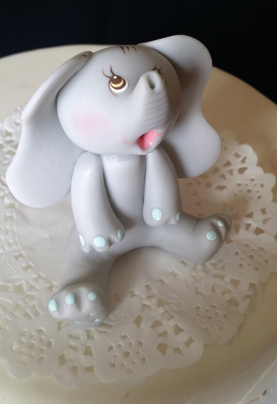 gray elephant cake topper
