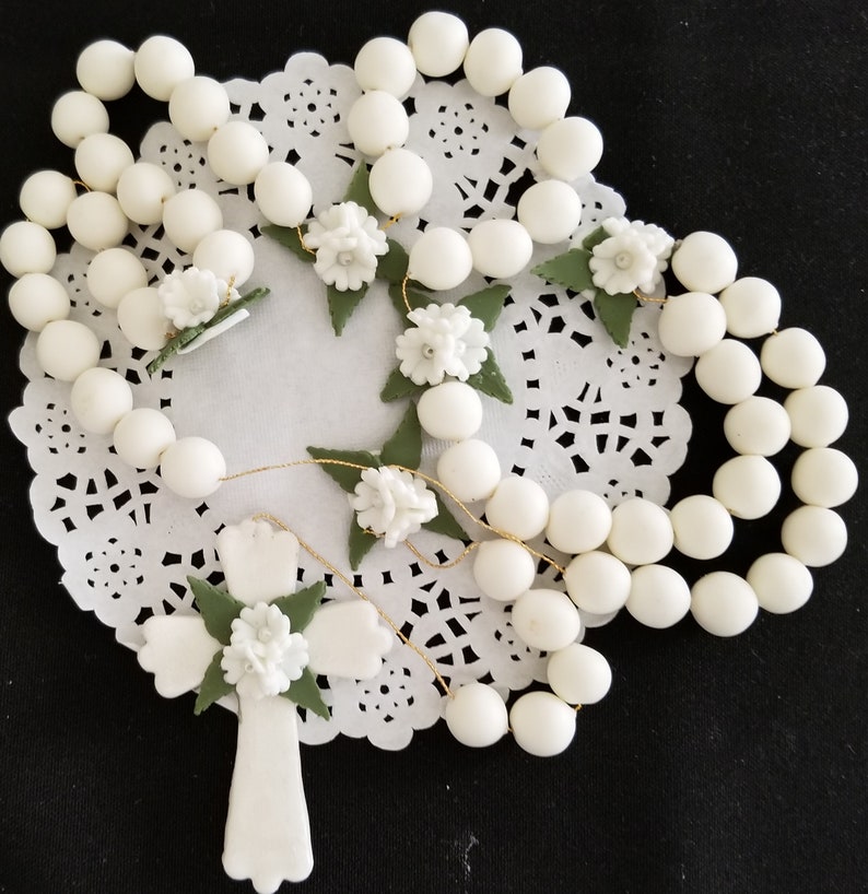 Rosary Cake Topper, First Communion Cake Topper, First Communion Favor, Rosary Cake Topper, Baptism Rosary, First Communion Cake Topper image 6