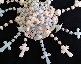 White Bead Rosaries, Pink Rosaries, Recuerdos de Bautizo, Rosaries, First Communion Favor, Rosarios, Primera Communion, Mini Rosaries Favors