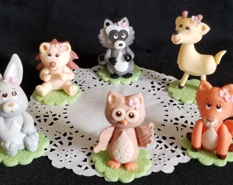 Forest Baby Shower, Woodland baby Animals, Forest Friends Cake Topper, Woodland Cake Decoration, Baby Animals Topper, Fox Racoon Bunny Deer