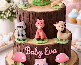 Forest Baby Animals, Fox Cake Topper, Woodland Cake Decorations, Woodland Cake Topper, Woodland Birthday, Forest Baby Shower, Fox Decoration