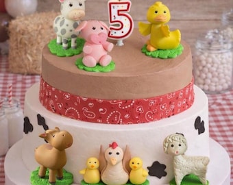 Farm Animal Cake Topper, Farm Cake Topper, Animal Cake, Farm Baby Shower, Farm Baby Animal, Farm Cake Decoration, Farm Animal, Farm Birthday