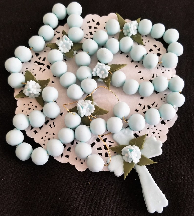 Rosary Cake Topper, First Communion Cake Topper, First Communion Favor, Rosary Cake Topper, Baptism Rosary, First Communion Cake Topper All Blue