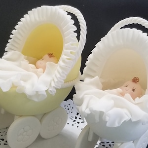 Baby Shower Cake Topper, Baby Carriage Decoration, Baby Shower, Baby on Carriage Cake Topper,  Baby Girl Favor, Pink Baby Shower, Baby Favor