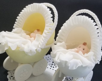 Décoration de gâteau pour baby shower, poussette d'enfant, Shower de bébé, gâteau bébé poussette, cadeau bébé fille, baby shower rose, cadeau de naissance