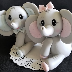 Gray Elephant Cake Topper, Gray Elephant, Baby Shower Centerpiece, Pink and Gray Elephant, Baby Elephant Decorations, Elephant Cake Toppers