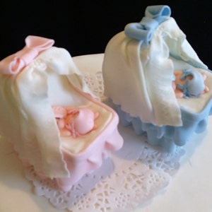 Baby shower Cake Topper, Blue Baby Cake Topper, Baby Bassinet Topper, Baby Shower Favor, Baby Boy Cake, Girl Baby Shower, Twins Cake Topper