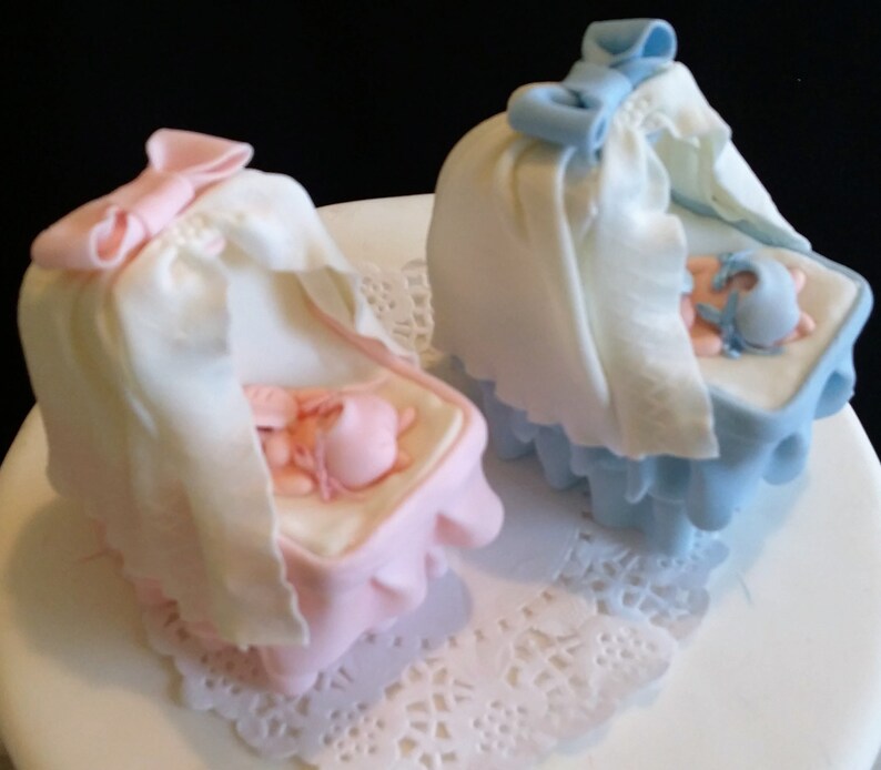 Baby Shower Cake Topper Blue Baby Cake Topper Baby Basinet Etsy