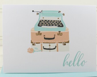 Tarjeta de máquina de escribir, Tarjeta de felicitación Hola, Sólo porque, Pensando en ti, Tarjeta personalizada, Tarjeta personalizada, Tarjeta de notas de máquina de escribir, Tarjeta de saludo