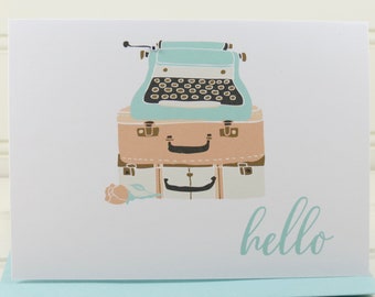 Typewriter Cards, Hello Cards, Customized Cards, Personalized, Typewriter Notecards, Boxed Set of 4 Cards, Boxed Notecards, Hello Typewriter