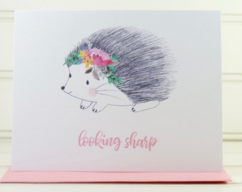 Hedgehog Card, Hedgehogs Card, Looking Sharp Card, Encouragement Card, Thinking of You Card, Just Because Card, Get Well Card, Prickly Card