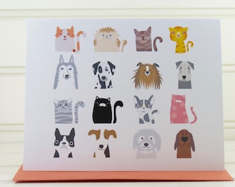 Cat and Dog Card, Dog and Cat Card, Thinking of You Card, Just Because, Pet Lover, Pet Owner, Pet Mom, Pet Dad, Pet Sitter, from the Pets
