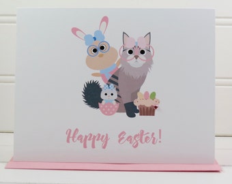 Easter Cat Card, Cat Easter Card, Happy Easter Card, Boyfriend, Girlfriend, Brother, Sister, Niece, Nephew, Grandmother, Grandfather, Friend