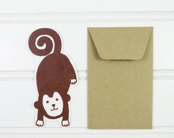 Mini Monkey Card, Gift Tags, Monkey Gift Enclosure, Mini Cards, Mini Envelope, Cute Monkey, Gift Card Envelope, Place Card, Lunch Box Notes