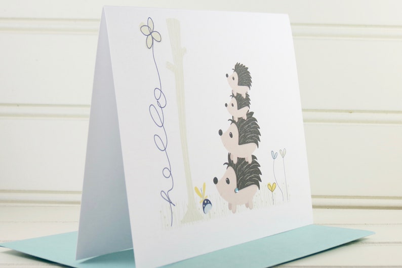 Hedgehog Card, Hedgehogs Card, Hello Card, Thinking of You Card, Just Because Card, Mom, Dad, Grandmother, Grandfather, Hedgehog Family Card image 5