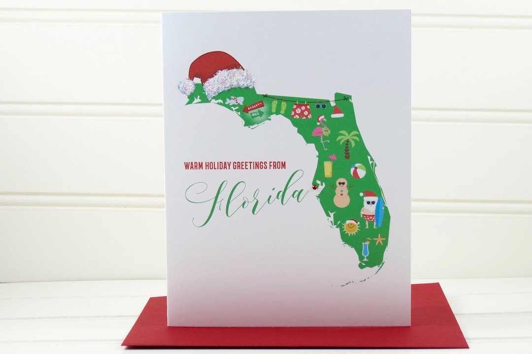 Florida Christmas Card, Florida Holiday Card, Warm Wishes, Beach