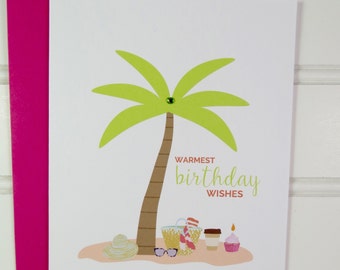 Beach Birthday Card, Summer Birthday, Tropical Card for Mom, Mother, Wife, Daughter, Sister, Niece, Aunt, Cousin, Friend, Godmother, BFF