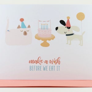 Cat and Dog Birthday Card, Cat and Dog Card, Dog and Cat Card, From the Cat and Dog, For Cat and Dog Owner, Custom Card, Pet Birthday Card image 1