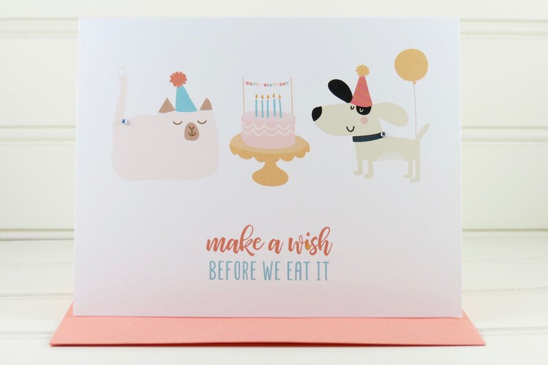 Cat and Dog Birthday Card, Cat and Dog Card, Dog and Cat Card, From the Cat and Dog, For Cat and Dog Owner, Custom Card, Pet Birthday Card image 1