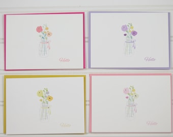 Floral Boxed Notecard Set, Flower Note Cards, Gift for Her, Personalized Note Cards, Floral Note Cards, Custom Notecards, Mason Jar Notecard