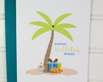 Tropical Beach Birthday Card, Card for Him, Summer Birthday, Dad, Father, Husband, Son, Brother, Nephew, Uncle, Cousin, Friend, Godfather