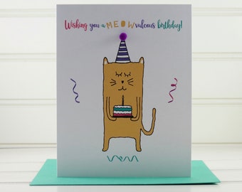Cat Birthday Card, Birthday Card from Cat, Custom Cat Card, For Cat Lover, For Cat Owner, For Cat Mom, For Cat Dad, Orange Cat Greeting Card