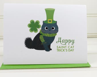 Cat St. Patrick’s Day Card, Cat Card, St. Patricks Day Cat Card, Cat Lover, Pet Lover, Pet Owner, St. Patricks Cat, Cute Card, Cute Cat Card