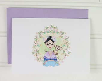 Frida Kahlo Note Card Set, Frida Kahlo Stationery, Set of 4 Frida Kahlo Cards, Gift for Artist, Frida Fan, Kahlo Notecard, Frida Kahlo Stamp